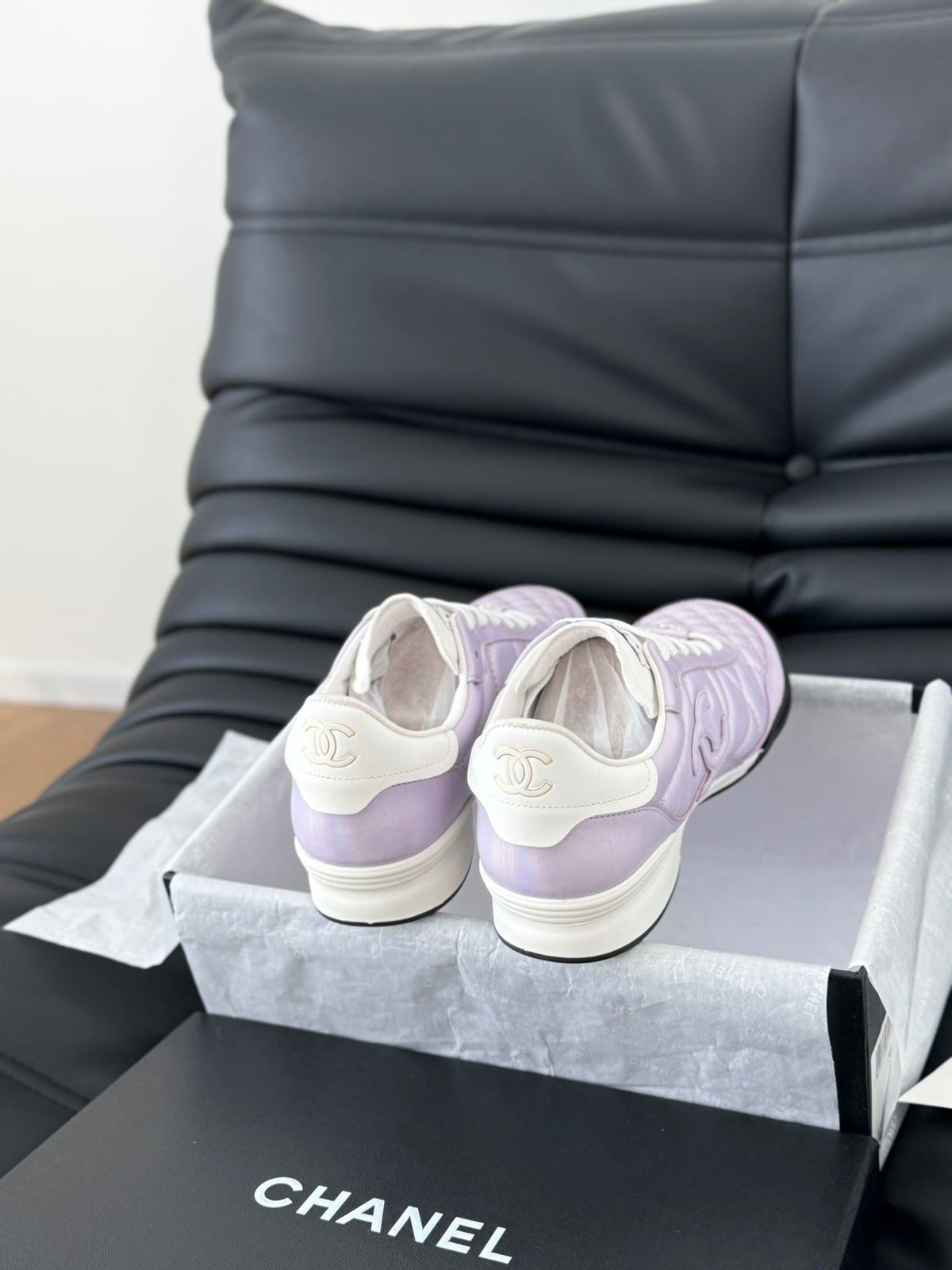 CC SNEAKER IN PALE PURPLE MIX WHITE EMBROIDERED LAMBSKIN