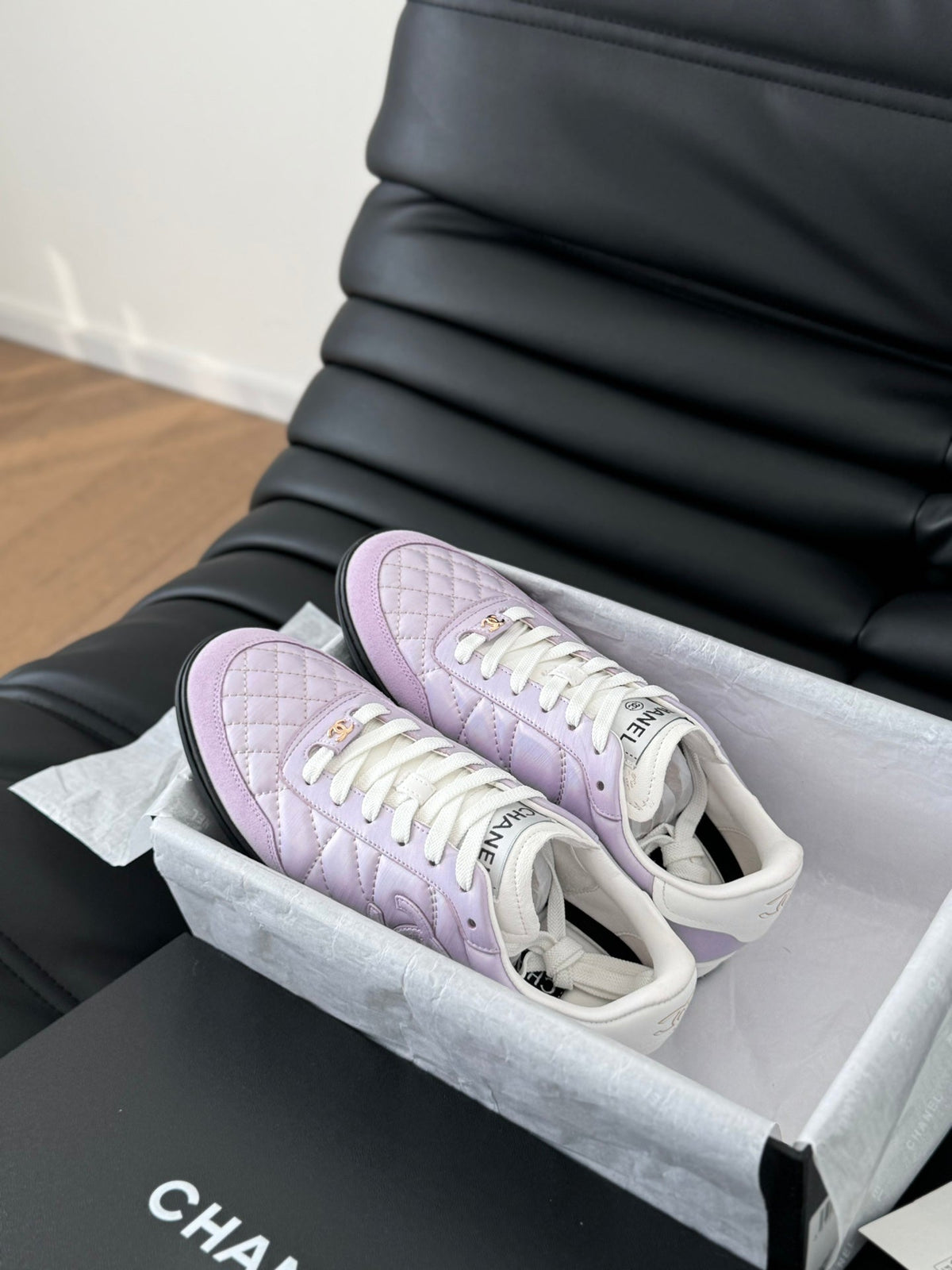 CC SNEAKER IN PALE PURPLE MIX WHITE EMBROIDERED LAMBSKIN