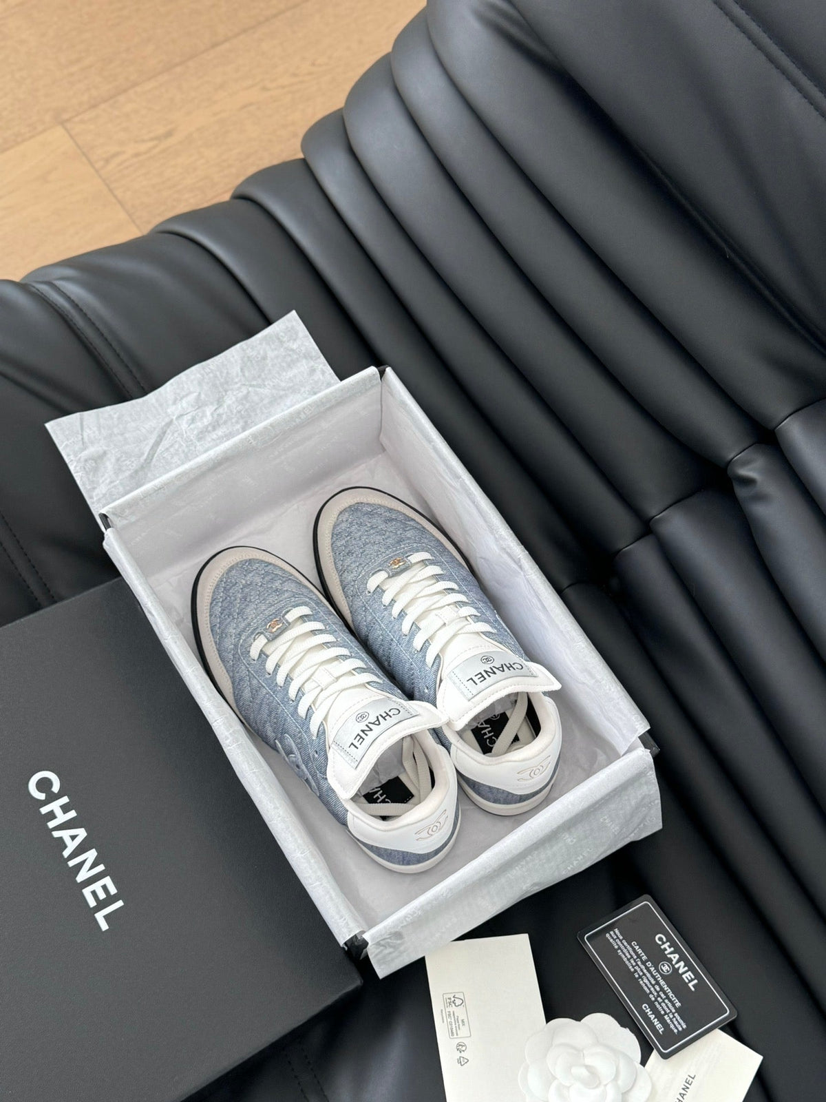 CC SNEAKER IN LIGHT BLUE MIX WHITE EMBROIDERED LAMBSKIN
