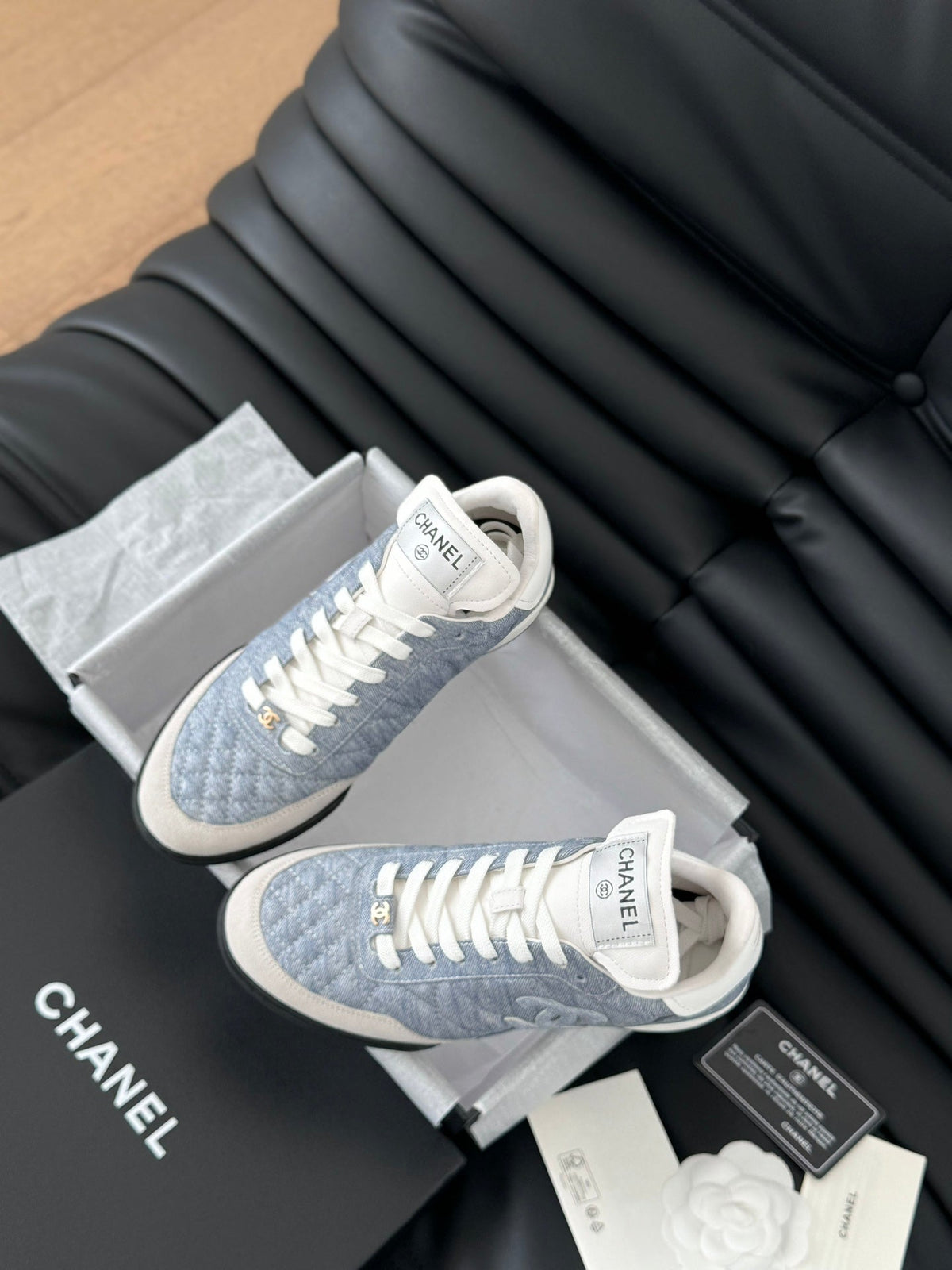 CC SNEAKER IN LIGHT BLUE MIX WHITE EMBROIDERED LAMBSKIN