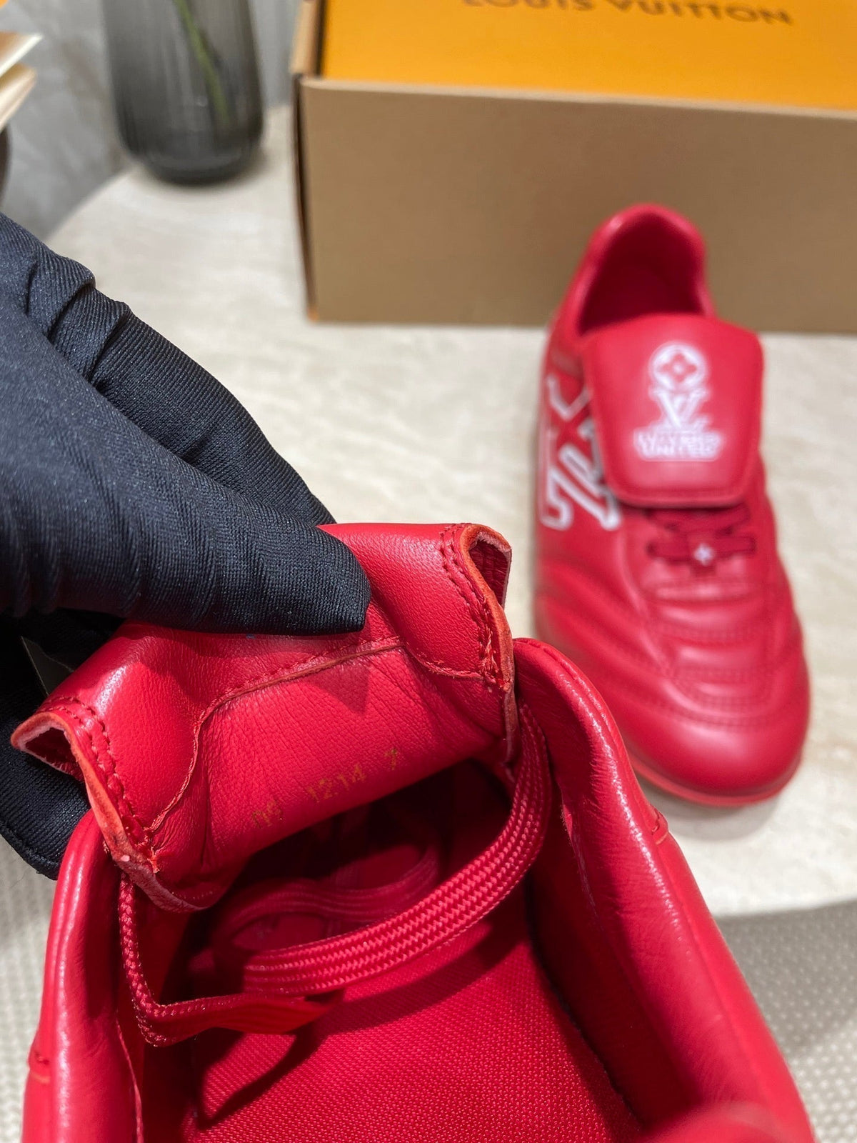FOOTPRINT SOCCER SNEAKER IN CHERRY RED CALFSKIN
