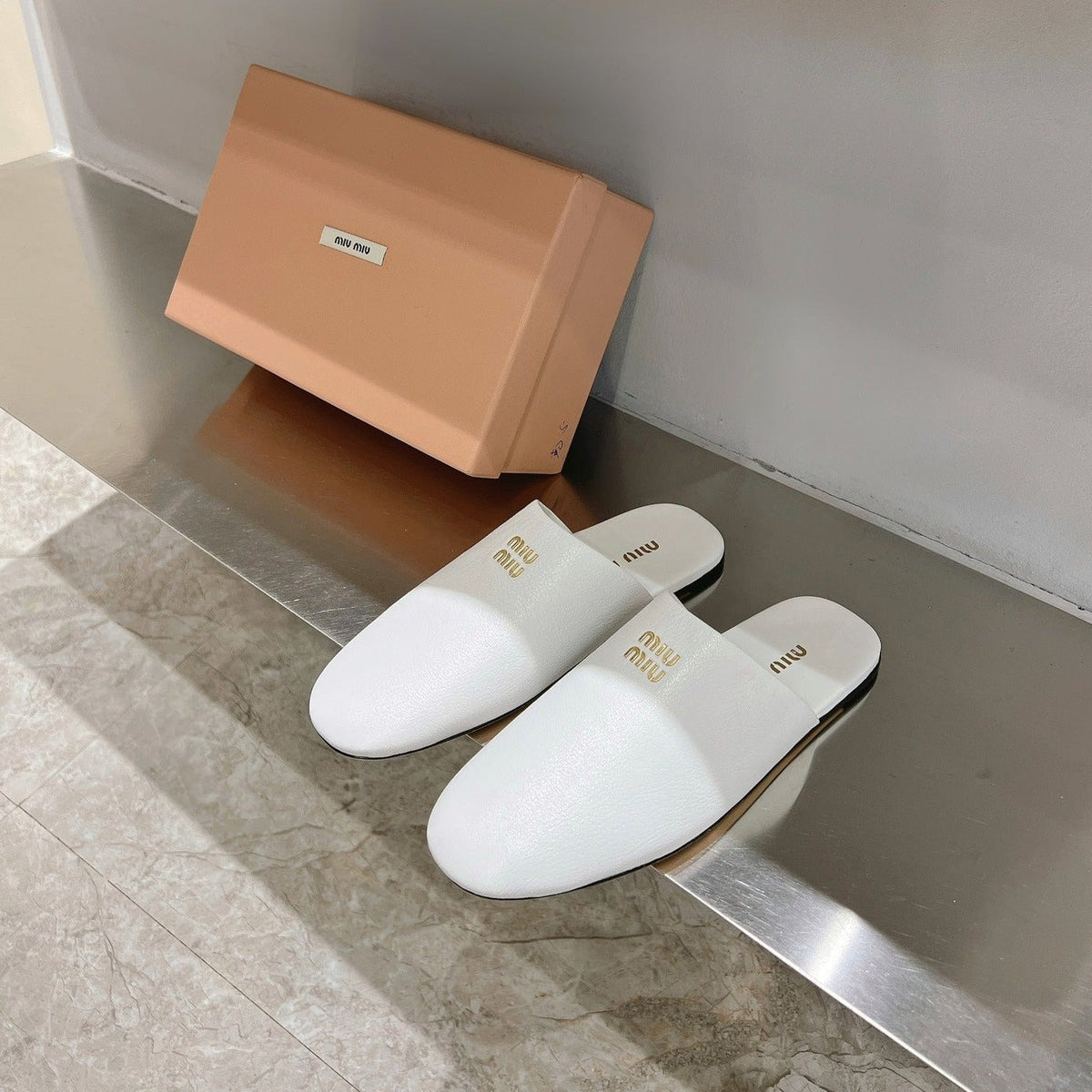 Mules Slippers White Lambskin