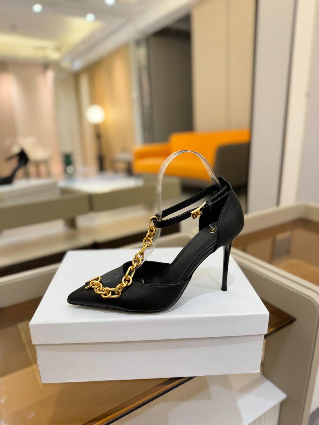 BALMAIN 25S SYNC STILETTOS WITH POINTED TOE 95MM IN BLACK CALFSKIN