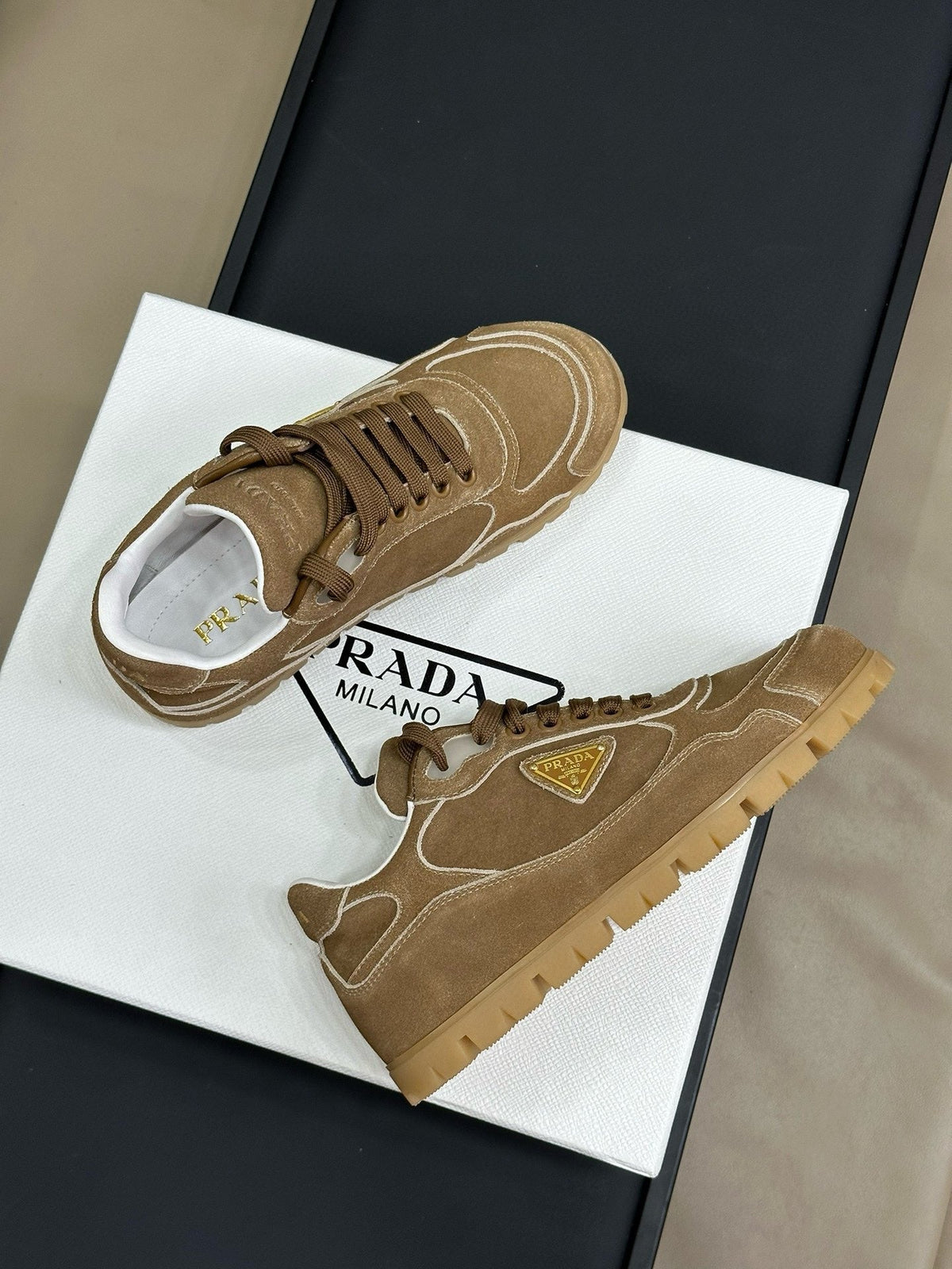 PRA TRAIL FADED SUEDE SNEAKERS CINNAMON