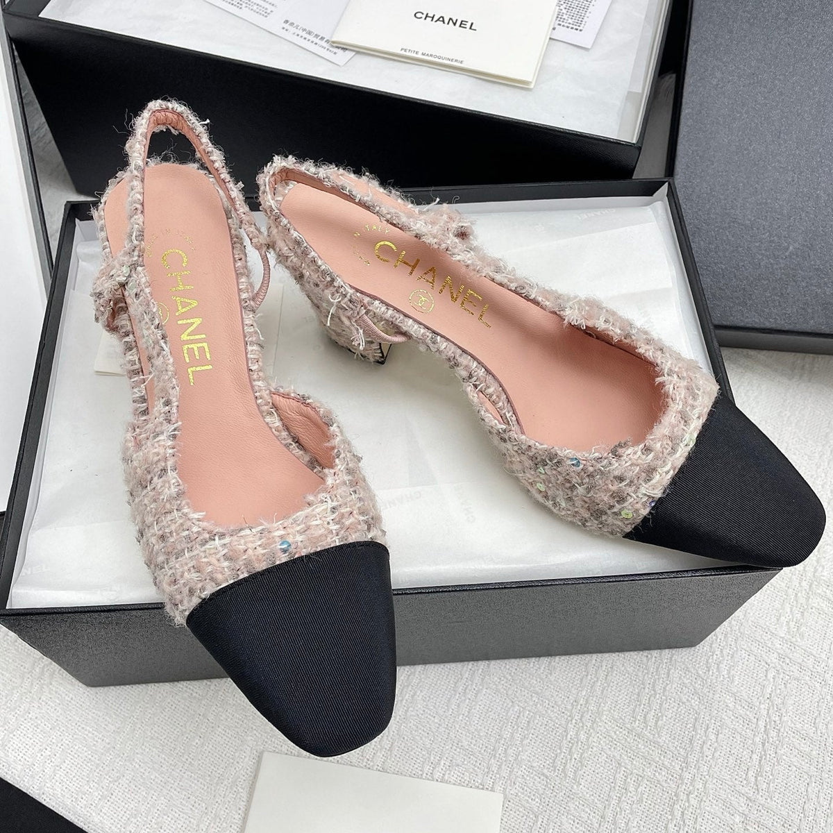 CC SLINGBACK 25S 65 MM IN LIGHT PINK TWEED