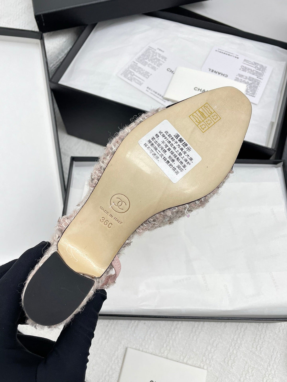 CC SLINGBACK 25S 65 MM IN LIGHT PINK TWEED