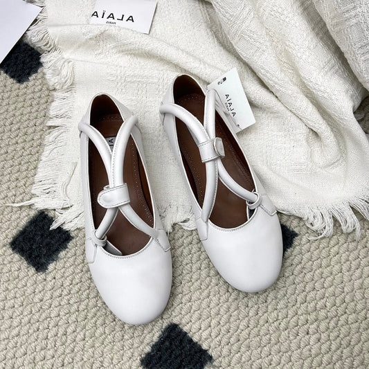 ALAIA 26S BALLET TECKEL IN WHITE CALFSKIN