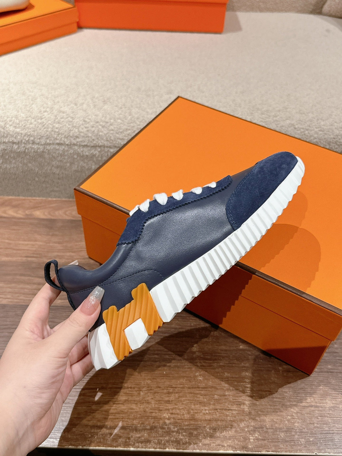 MAINLAND SNEAKER IN NAVY BLUE SUEDE AND CALFSKIN 959296