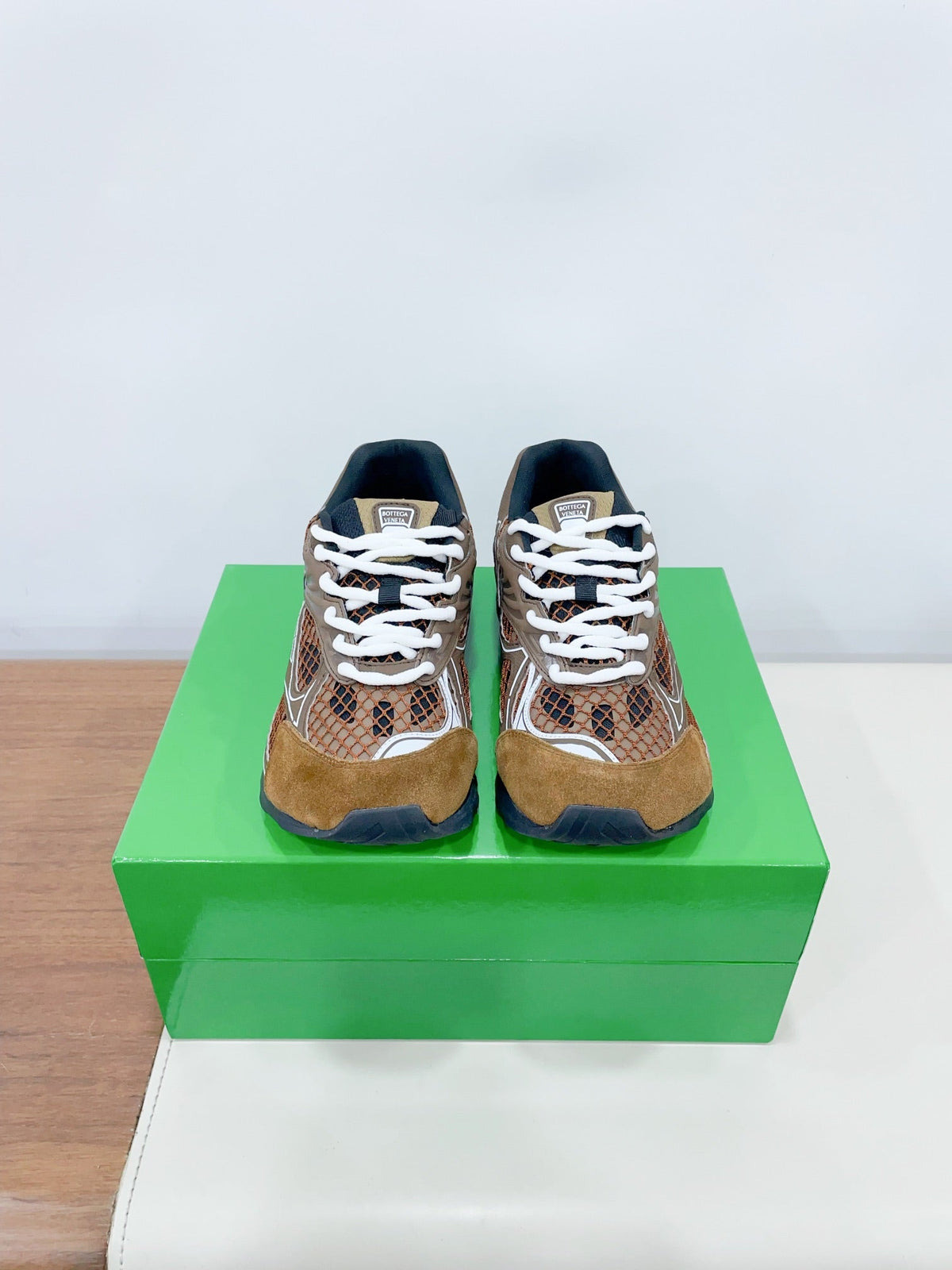 ORBIT SNEAKER IN CHOCOLATE BROWN SUEDE AND METALLIC MESH