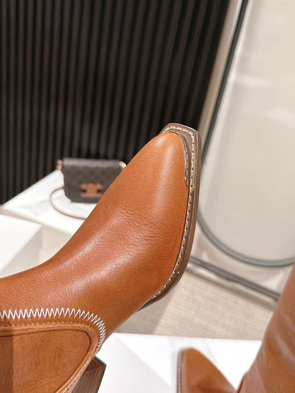 CELINE 25S HIGH BOOTS FOR FALL AND WINTER 45MM IN BURNT ORANGE CALFSKIN