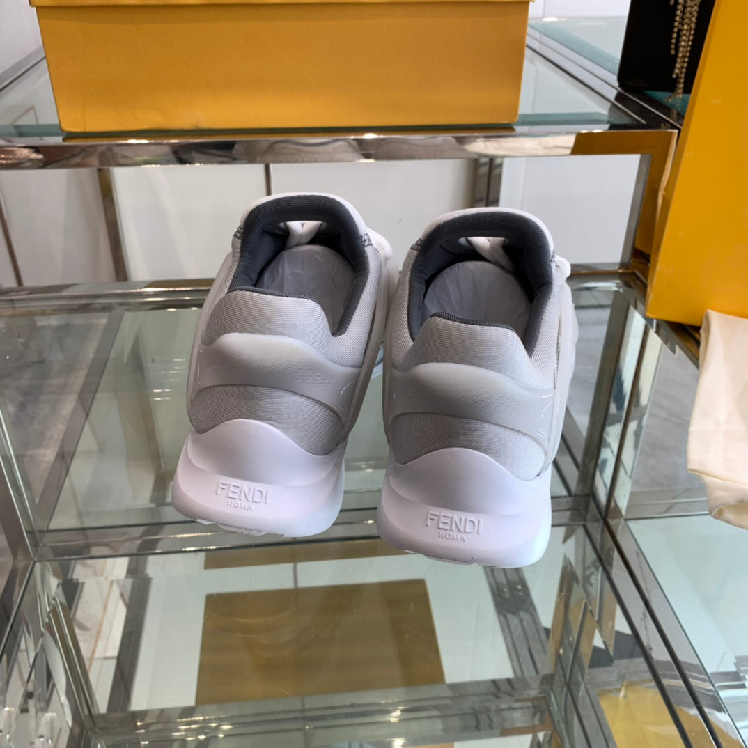 FENDI TAG SNEAKER IN LIGHT GREY MESH AND RUBBER