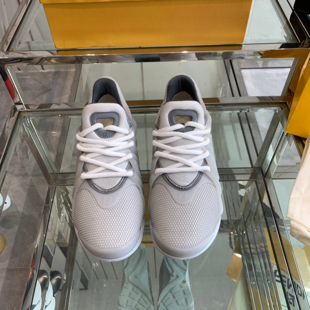 FENDI TAG SNEAKER IN LIGHT GREY MESH AND RUBBER