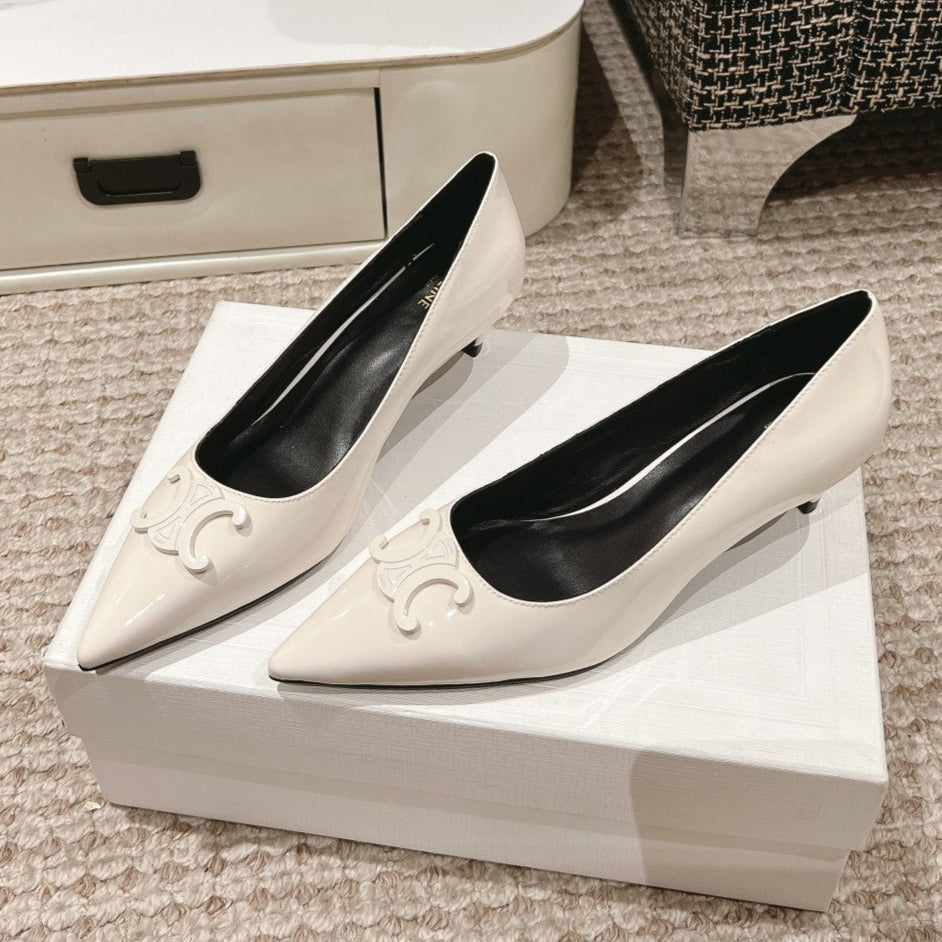 HIGH PUMP 5 CM IN WHITE PATENT CALFSKIN