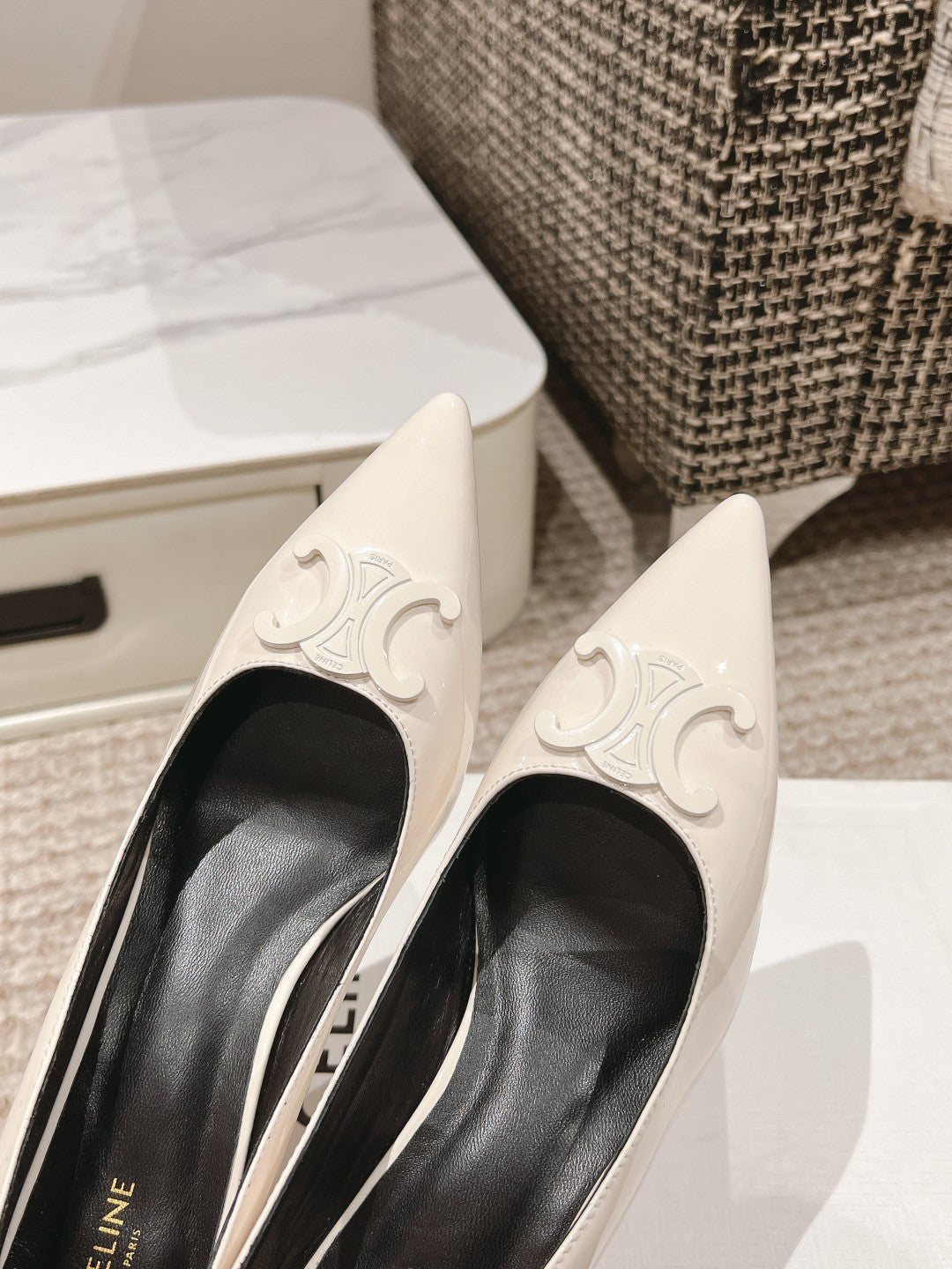HIGH PUMP 5 CM IN WHITE PATENT CALFSKIN