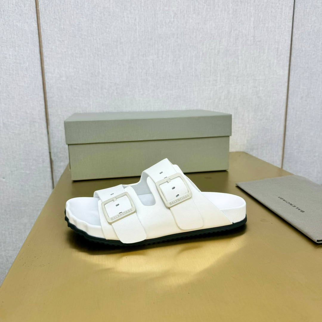 BIRKENSTOCK SLIPPERS IN WHITE CALFSKIN
