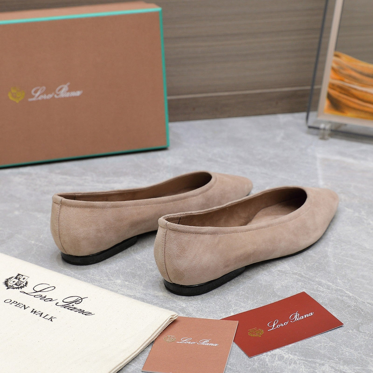 CLASSIC BALLET SHOES IN BEIGE SUEDUE