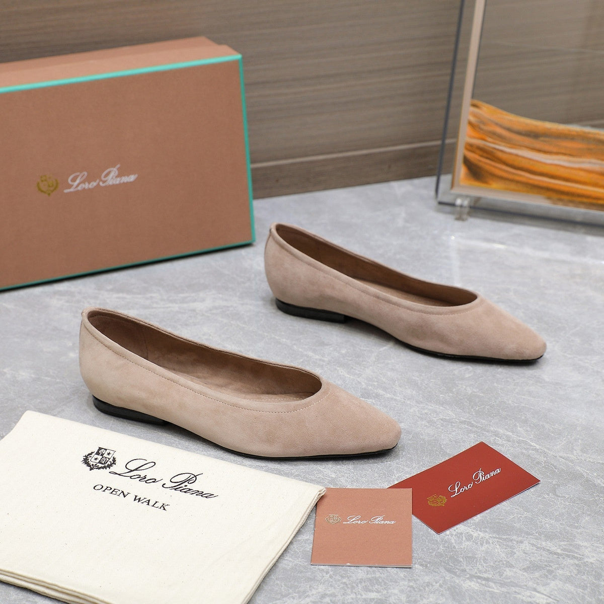 CLASSIC BALLET SHOES IN BEIGE SUEDUE