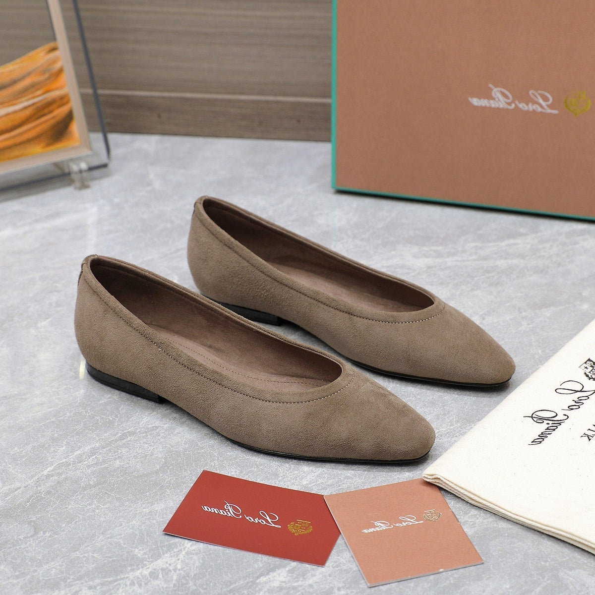 CLASSIC BALLET SHOES IN HEAVY BROWN SUEDUE