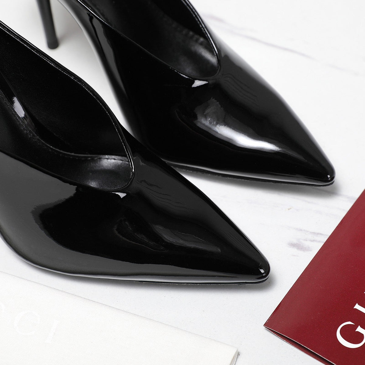 GG HEELED MULES 105 IN BLACK CALFSKIN