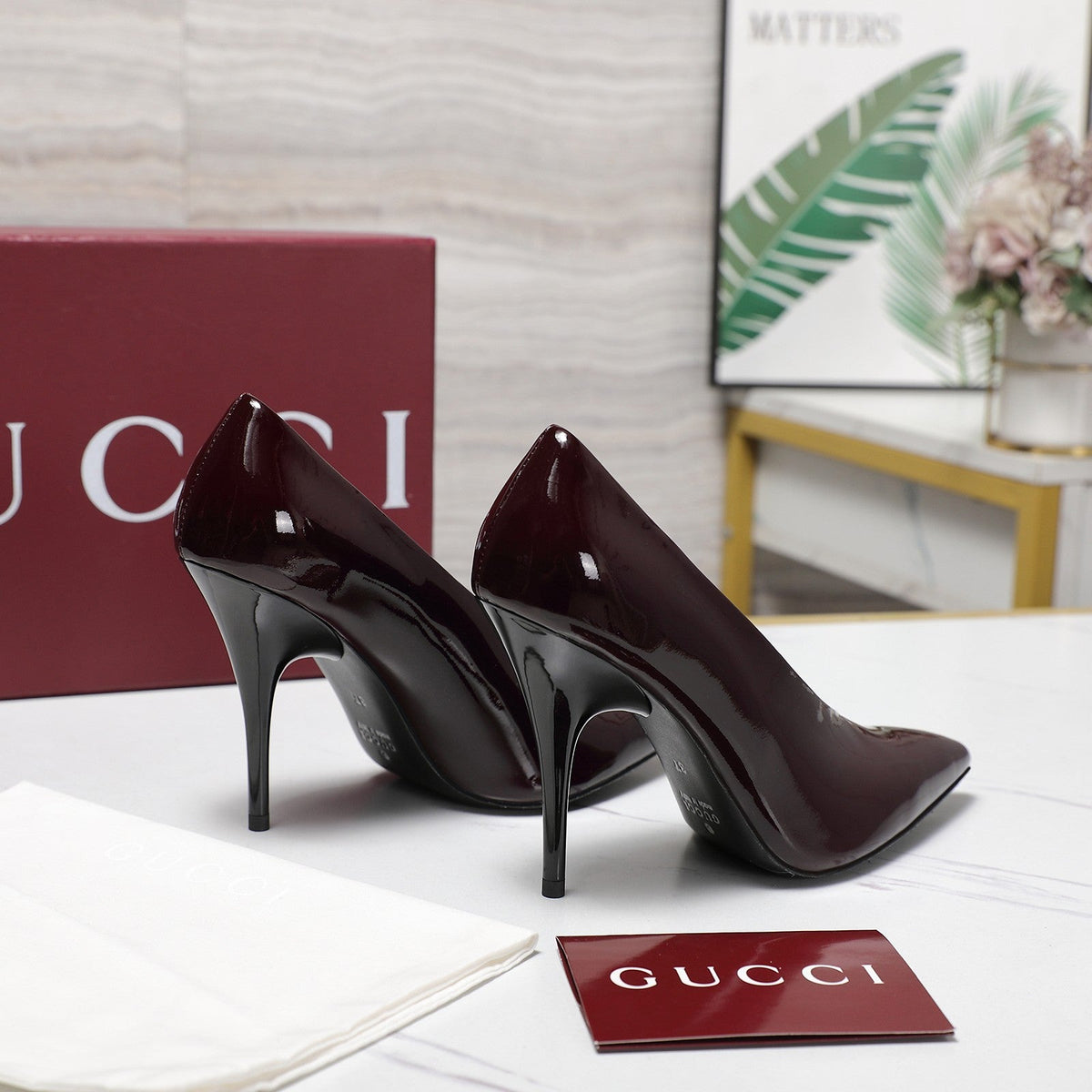 GG CLASSIC HIGH HEEL 105 IN DEEP WINE LAMBSKIN