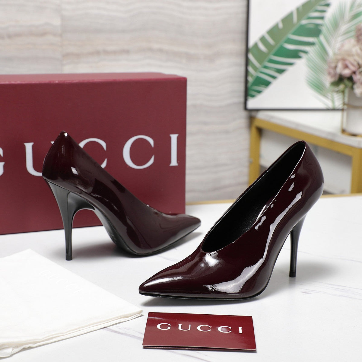 GG CLASSIC HIGH HEEL 105 IN DEEP WINE LAMBSKIN