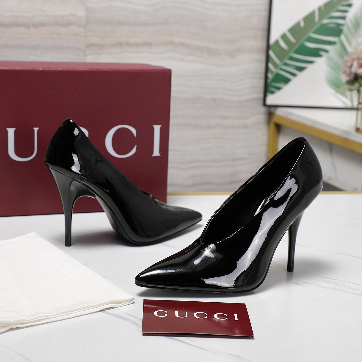 GG CLASSIC HIGH HEEL 105 IN BLACK LAMBSKIN