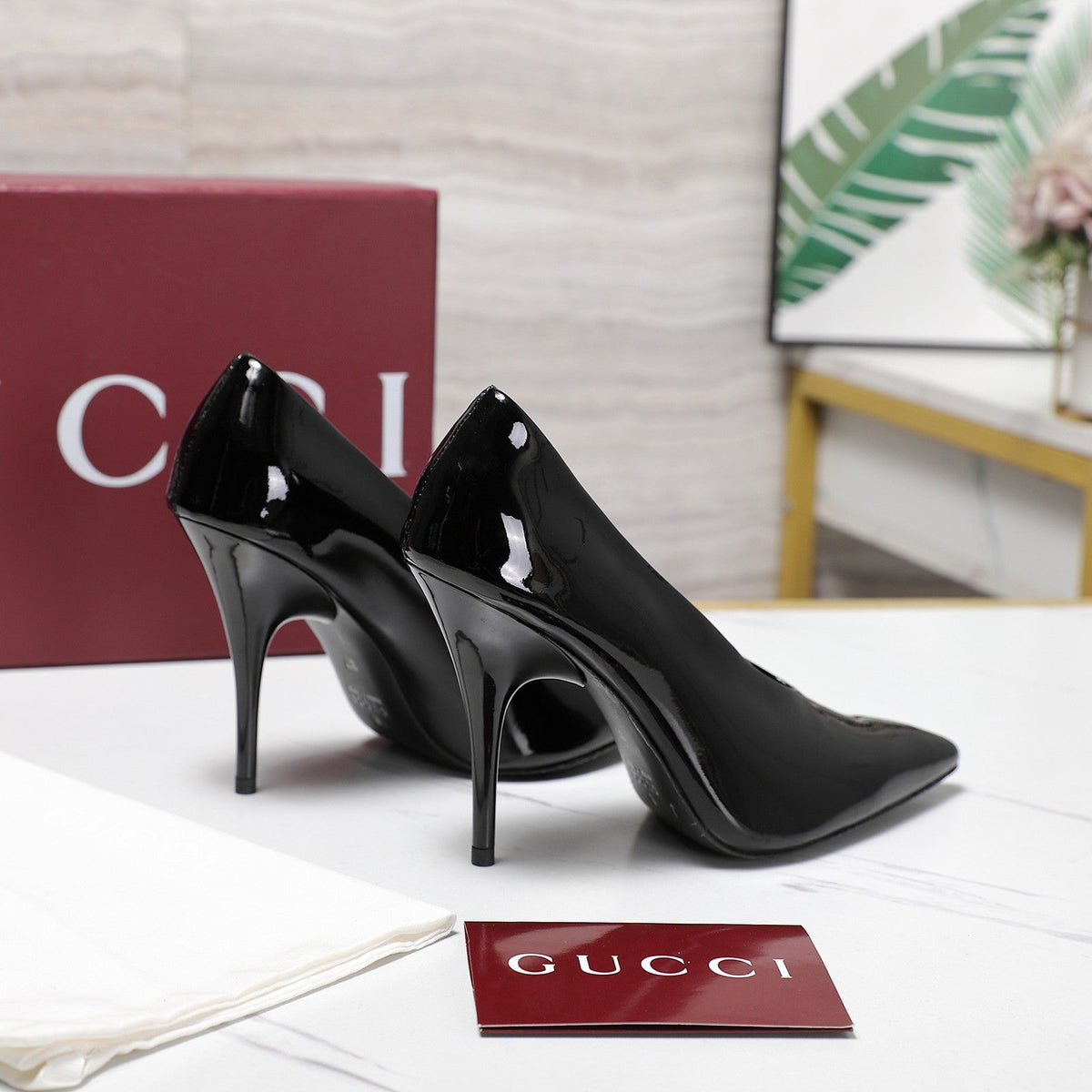 GG CLASSIC HIGH HEEL 105 IN BLACK LAMBSKIN