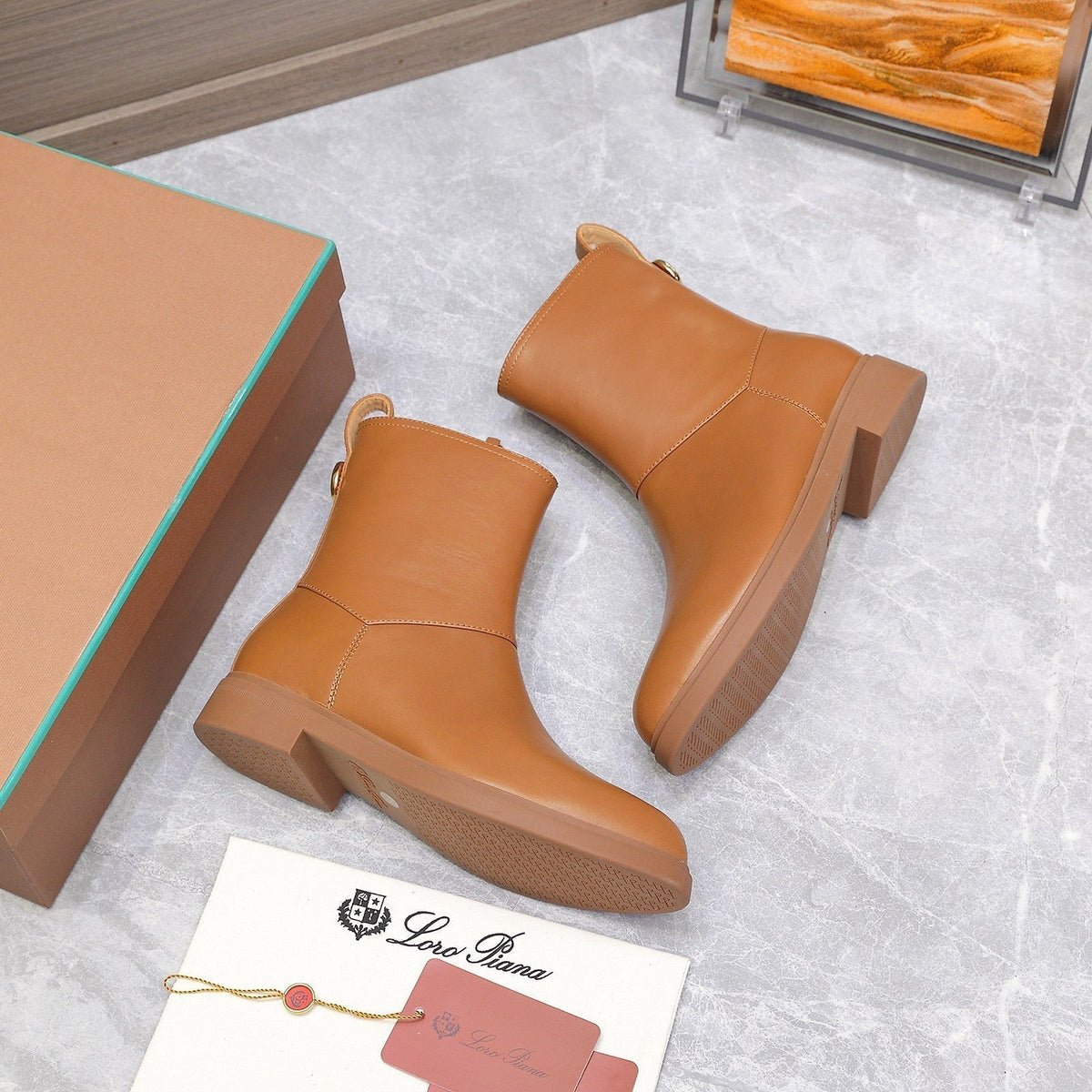 LP 25S KILDA ANKLE BOOT IN BURNT ORANGE CALFSKIN