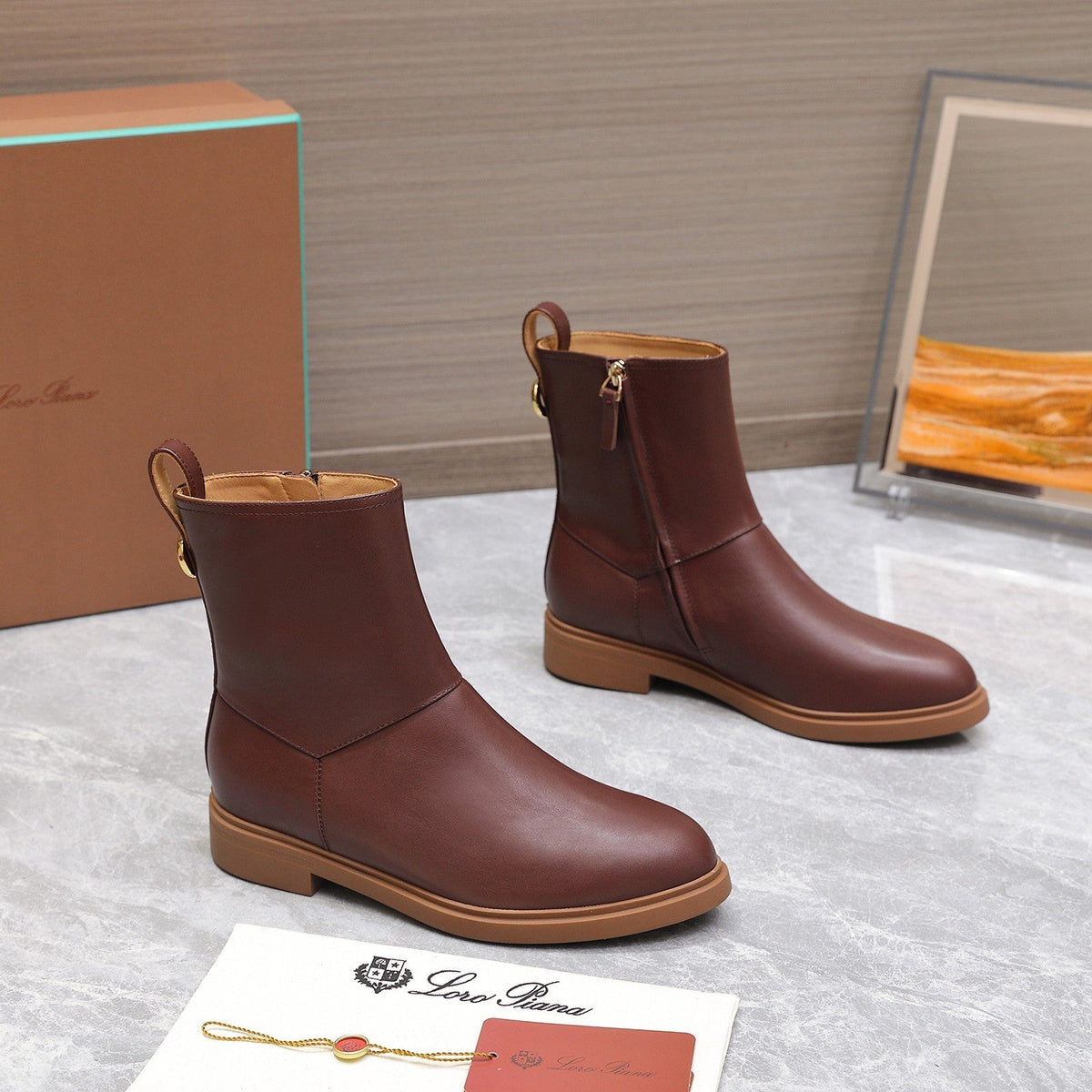 LP 25S KILDA ANKLE BOOT IN WINE BROWN CALFSKIN