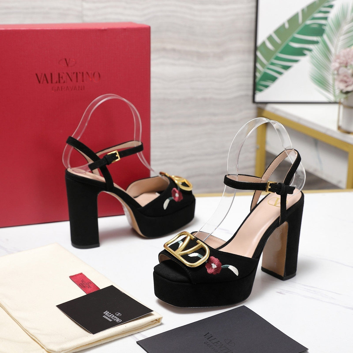 VALENTINO 25S GARAVANI VLOGO SIGNATURE HIGH-HEEL SANDALS 110 MM IN BLACK SUEDE