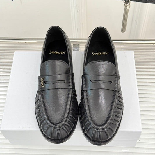 YSL 25S LOAFERS IN BLACK LAMBSKIN
