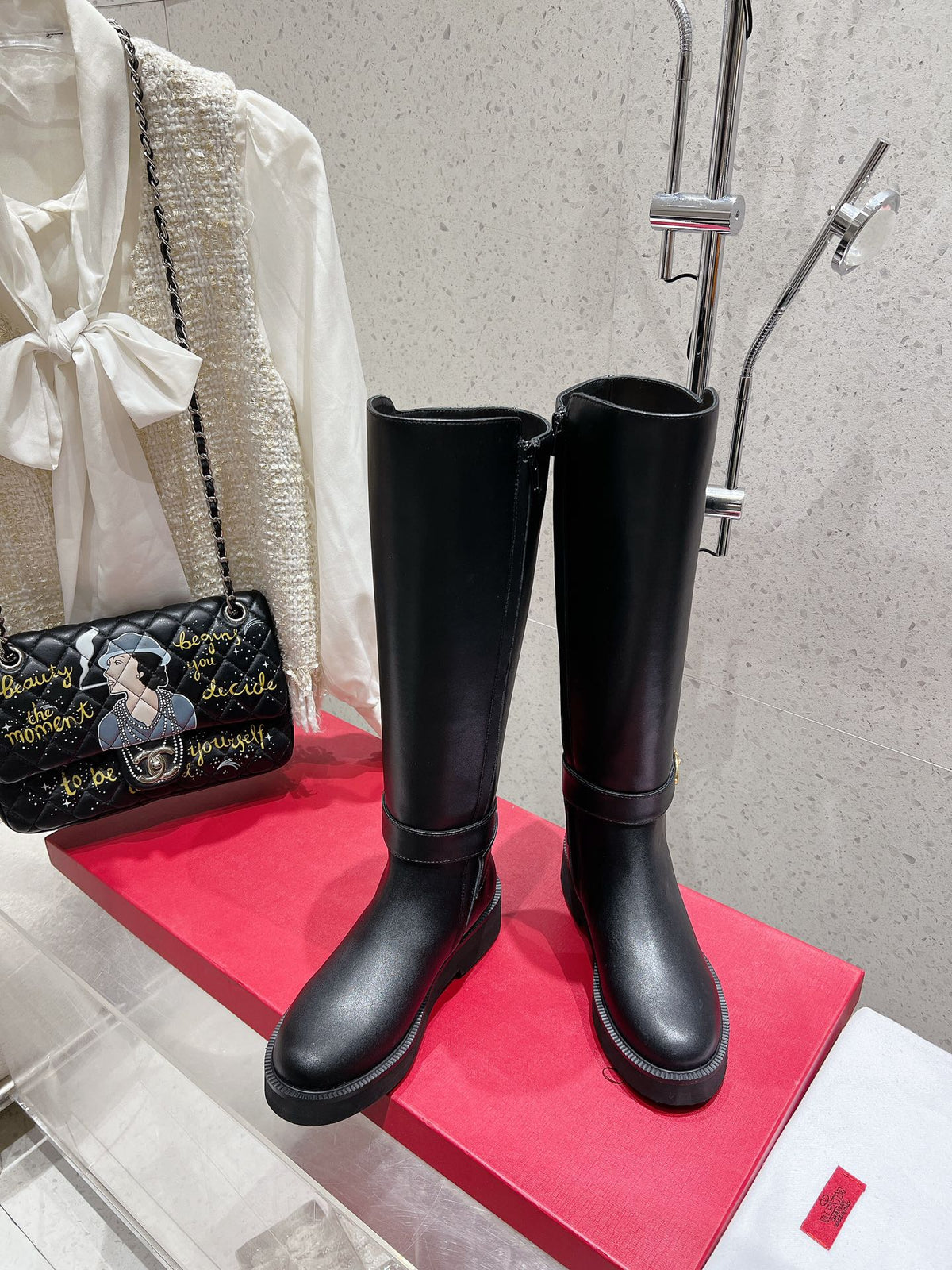 VALENTINO 25S KNEE-HIGH BOOTS IN BLACK CALFSKIN STYLE 7