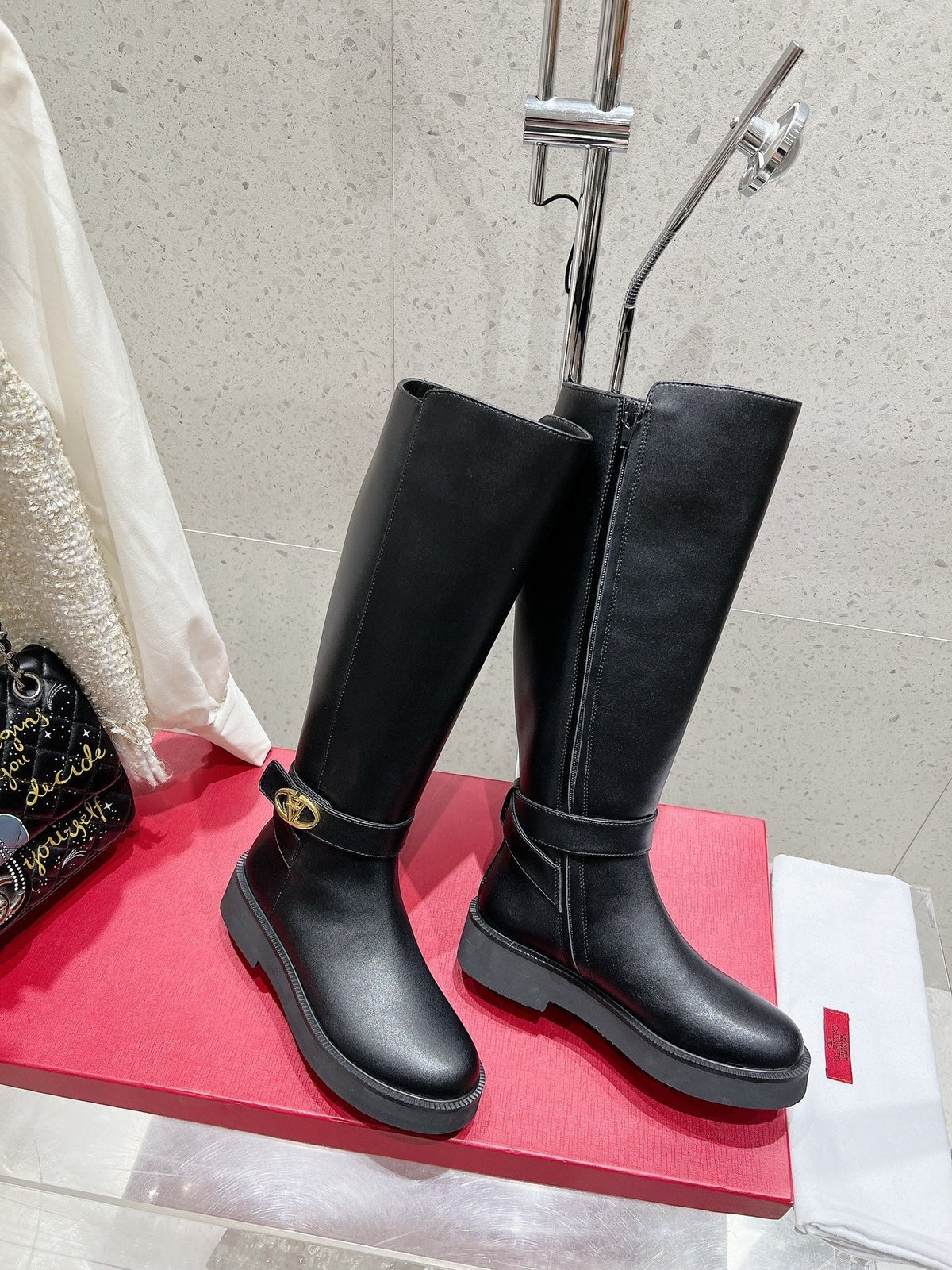 VALENTINO 25S KNEE-HIGH BOOTS IN BLACK CALFSKIN STYLE 7