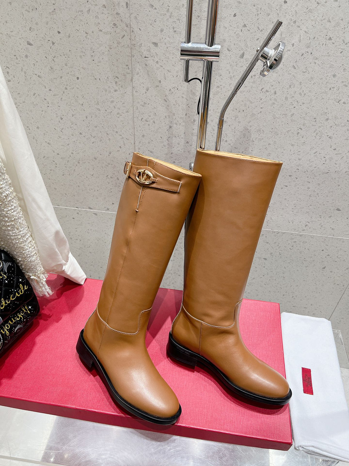 VALENTINO 25S KNEE-HIGH BOOTS IN BROWN CALFSKIN STYLE 5