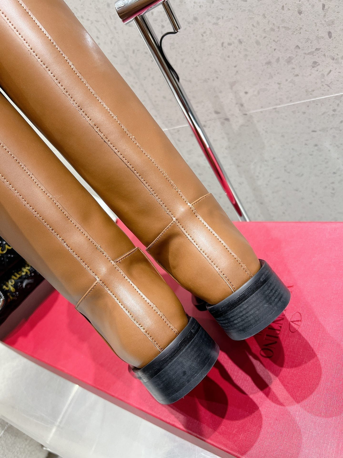VALENTINO 25S KNEE-HIGH BOOTS IN BROWN CALFSKIN STYLE 5