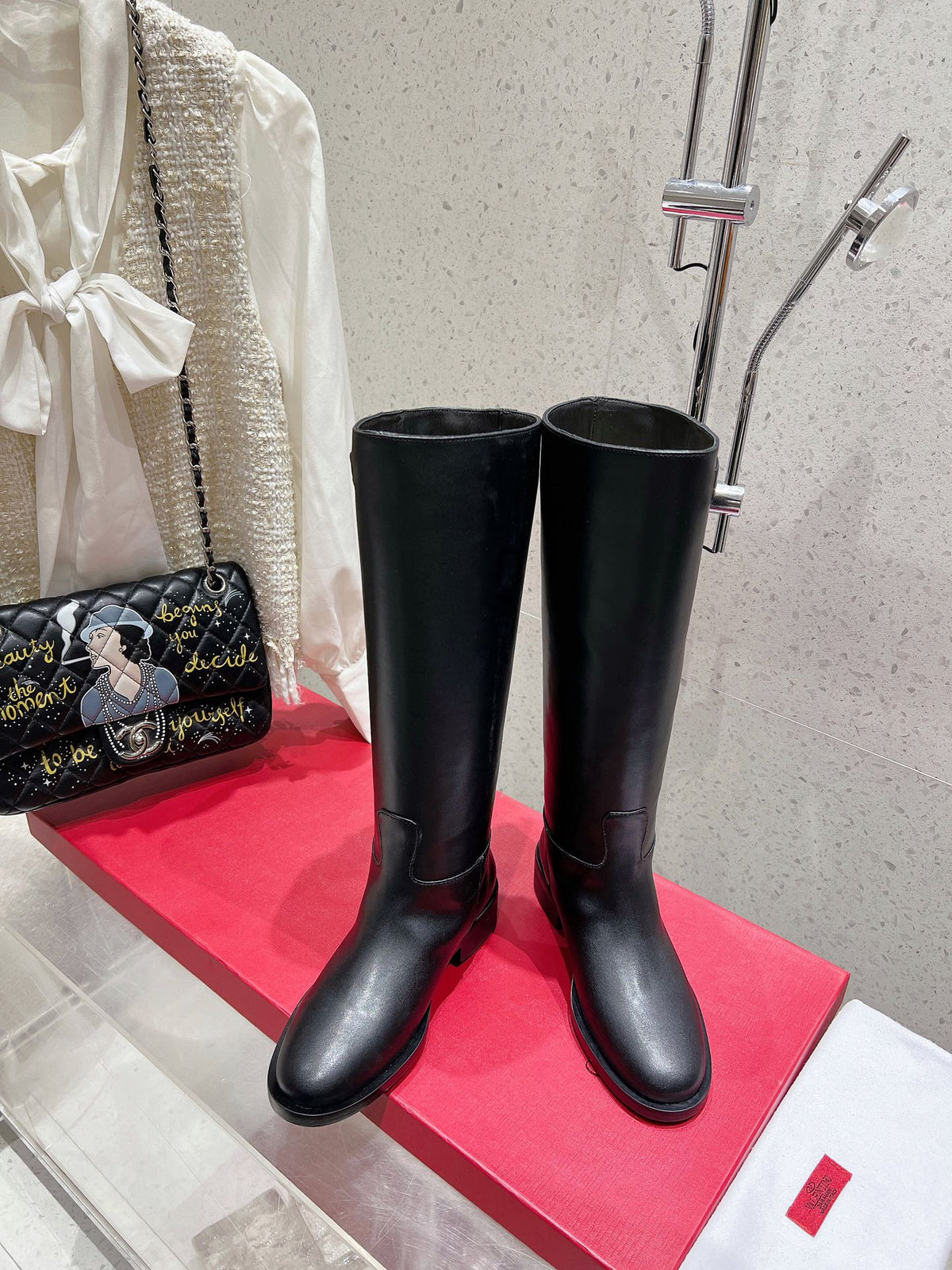 VALENTINO 25S KNEE-HIGH BOOTS IN BLACK CALFSKIN STYLE 4