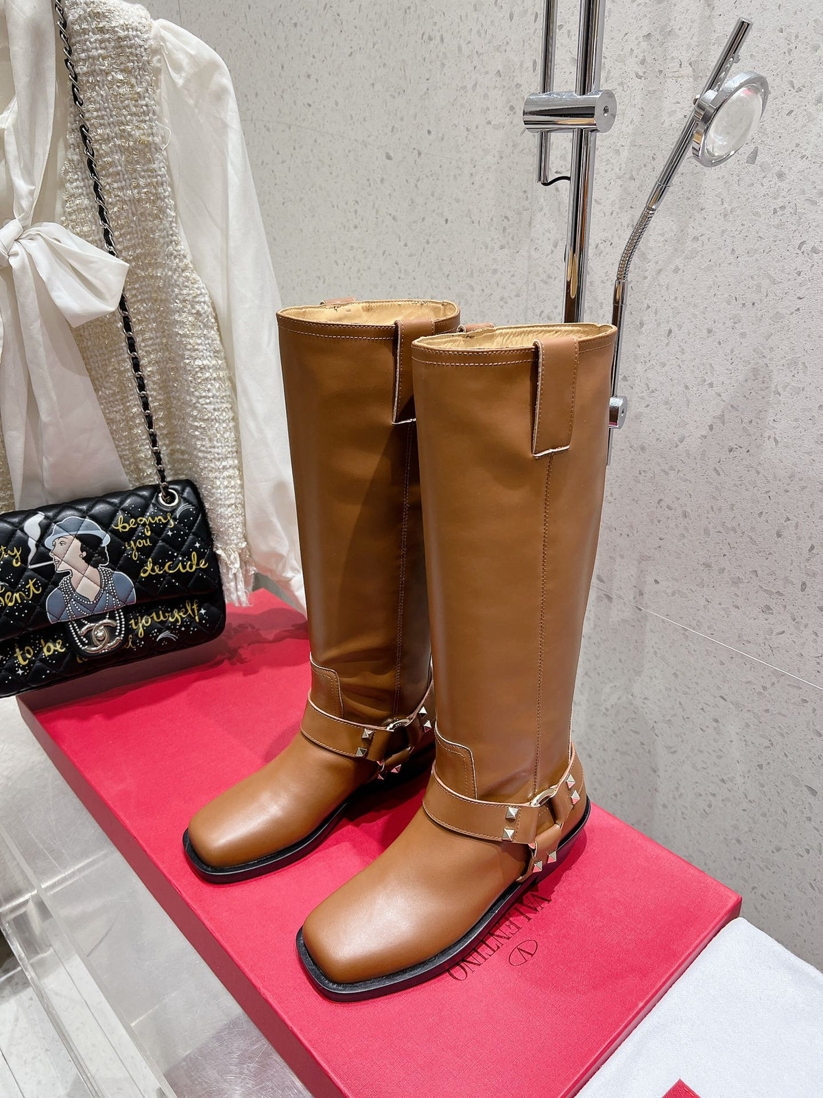 VALENTINO 25S KNEE-HIGH BOOTS IN BROWN CALFSKIN STYLE 2