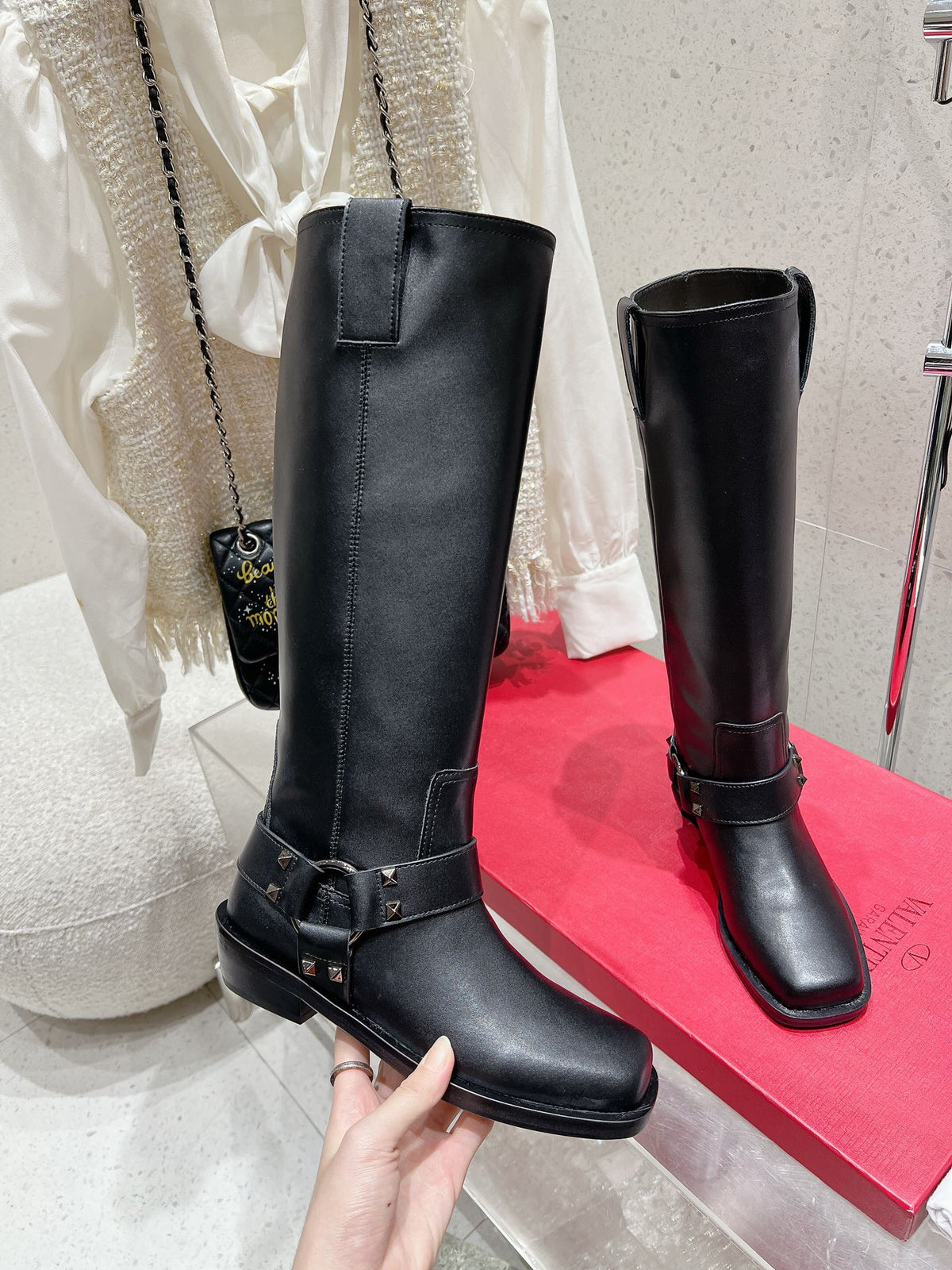 VALENTINO 25S KNEE-HIGH BOOTS IN BLACK CALFSKIN STYLE 1