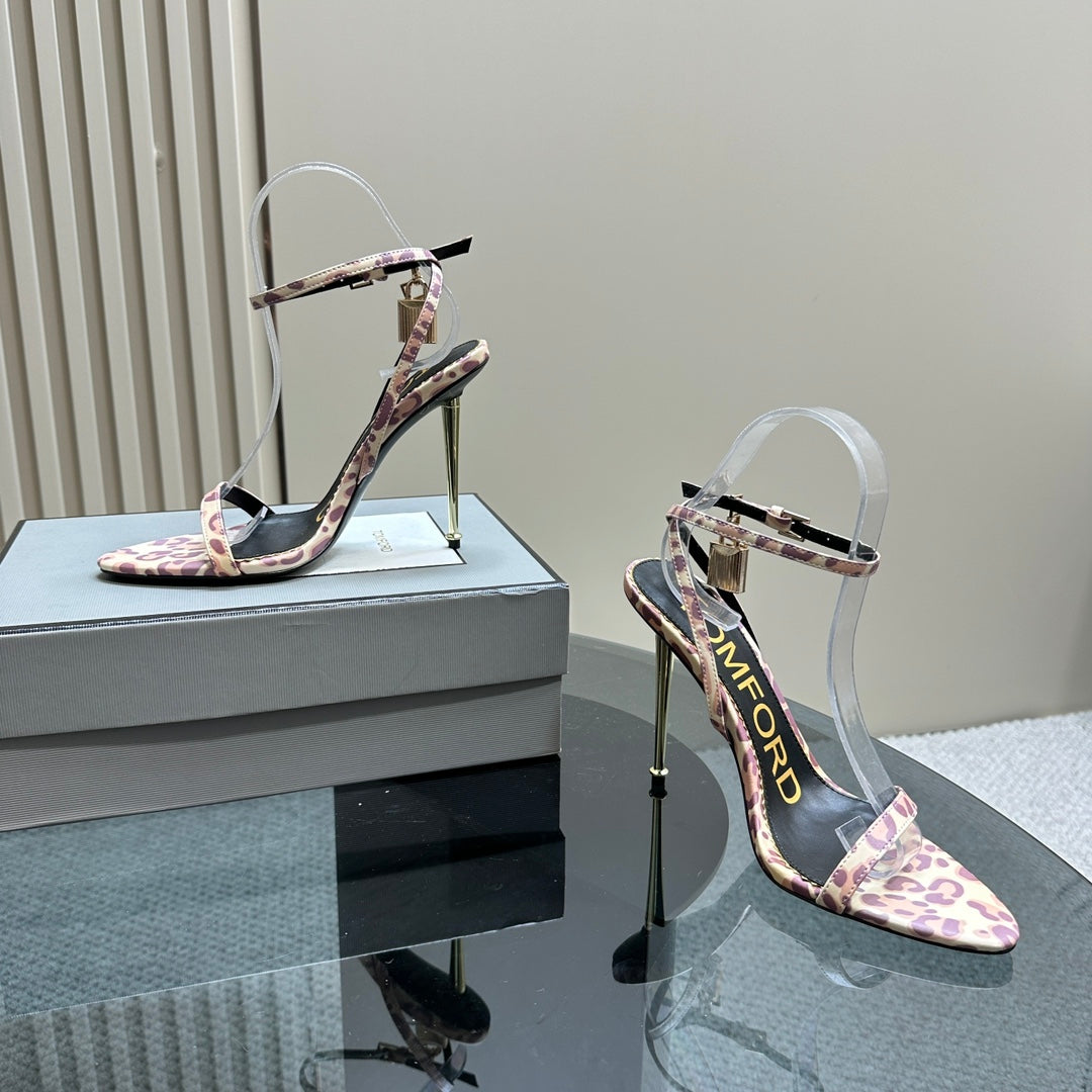 PADLOCK POINTY SANDAL 10 CM IN COLORFUL CALFSKIN