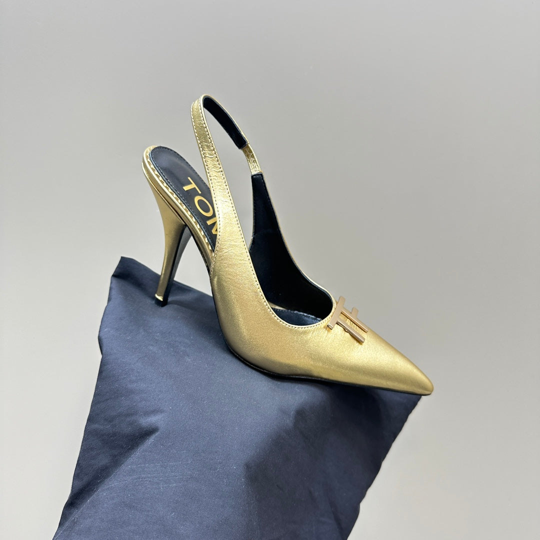 ANGELINA 10 CM SLINGBACK IN GOLD CALFSKIN