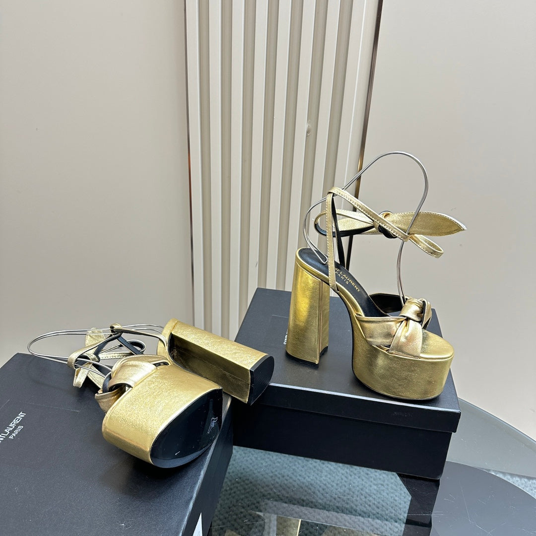 BIANCA PLATFORM SANDALS IN GOLD LAMBSKIN