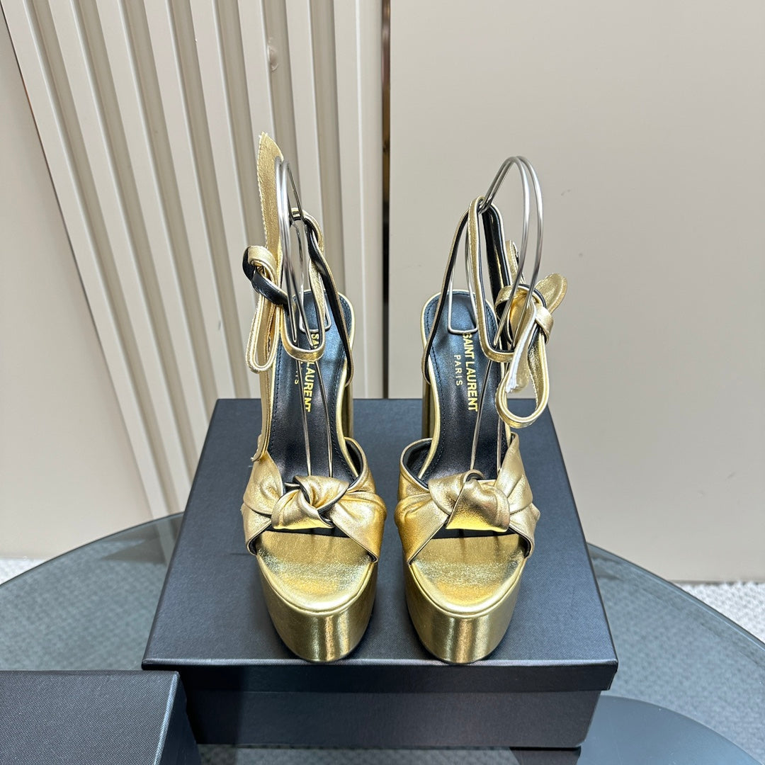 BIANCA PLATFORM SANDALS IN GOLD LAMBSKIN