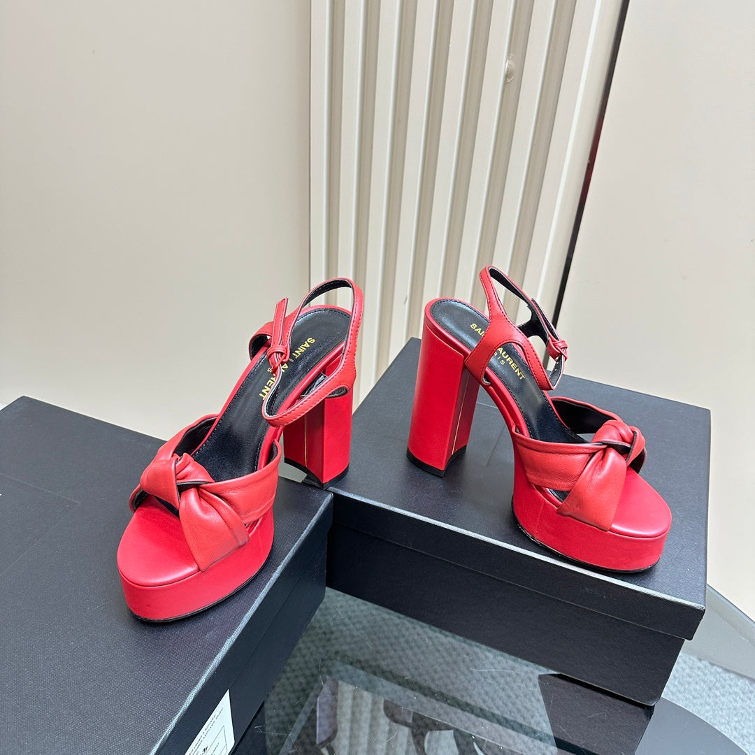 BIANCA PLATFORM SANDALS IN RED LAMBSKIN