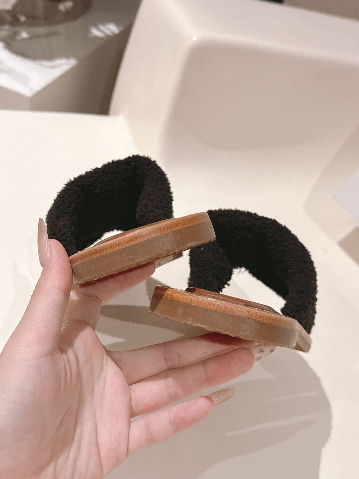 CELINE 25S LYMPIA TWISTED SANDAL IN BLACK SPONGE FABRIC