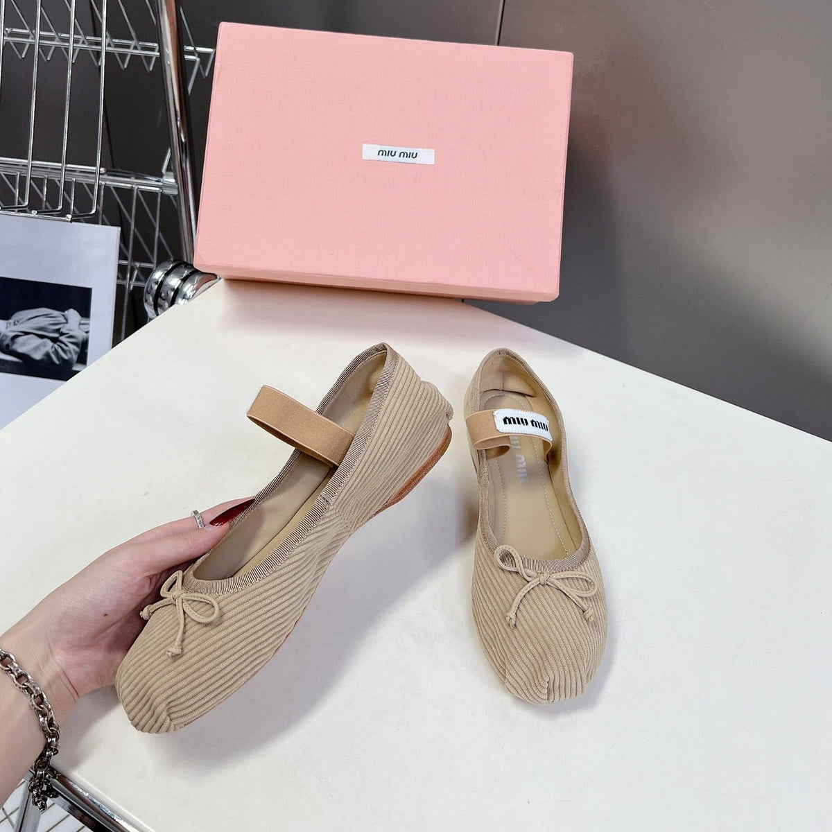 BALLET FLAT SHOES BEIGE SHEEPSKIN