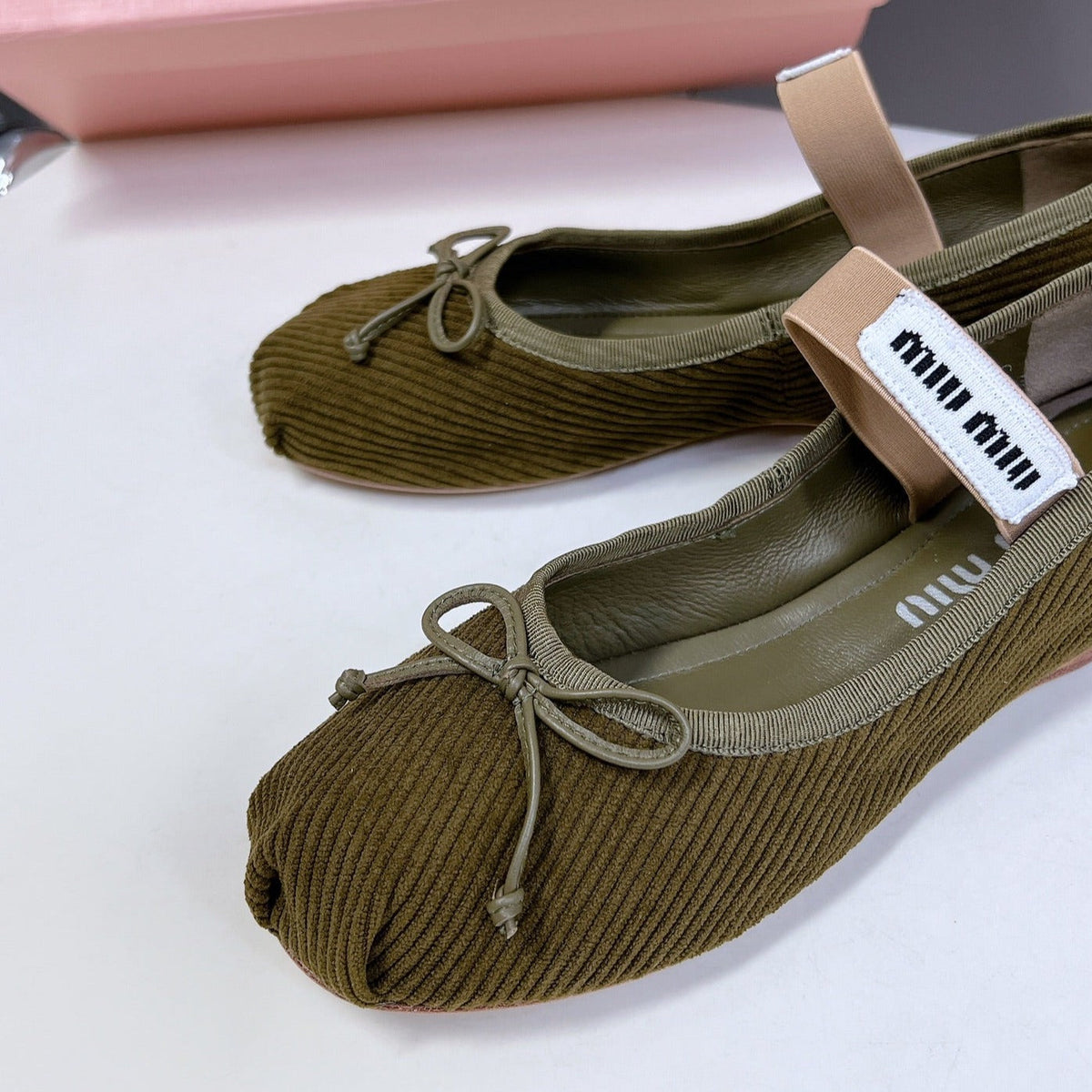 BALLET FLAT SHOES DARK OLIVE COLOR SHEEPSKIN