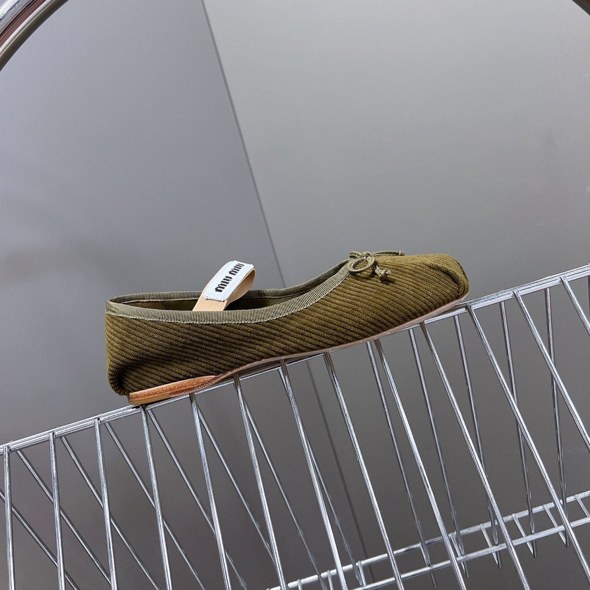 BALLET FLAT SHOES DARK OLIVE COLOR SHEEPSKIN