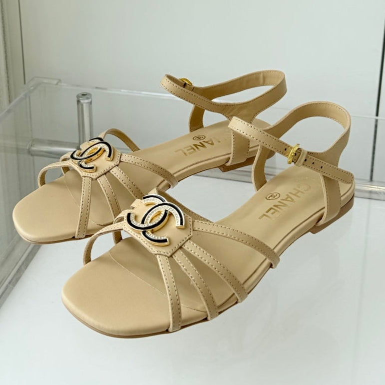FLAT SANDALS 1 CM IN FLAX YELLOW LAMBSKIN