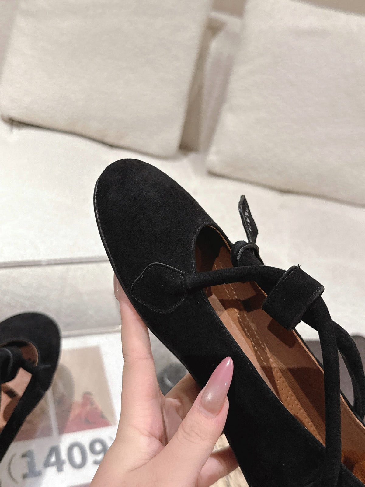 ALAIA 25S BALLET TECKEL IN BLACK SUEDE