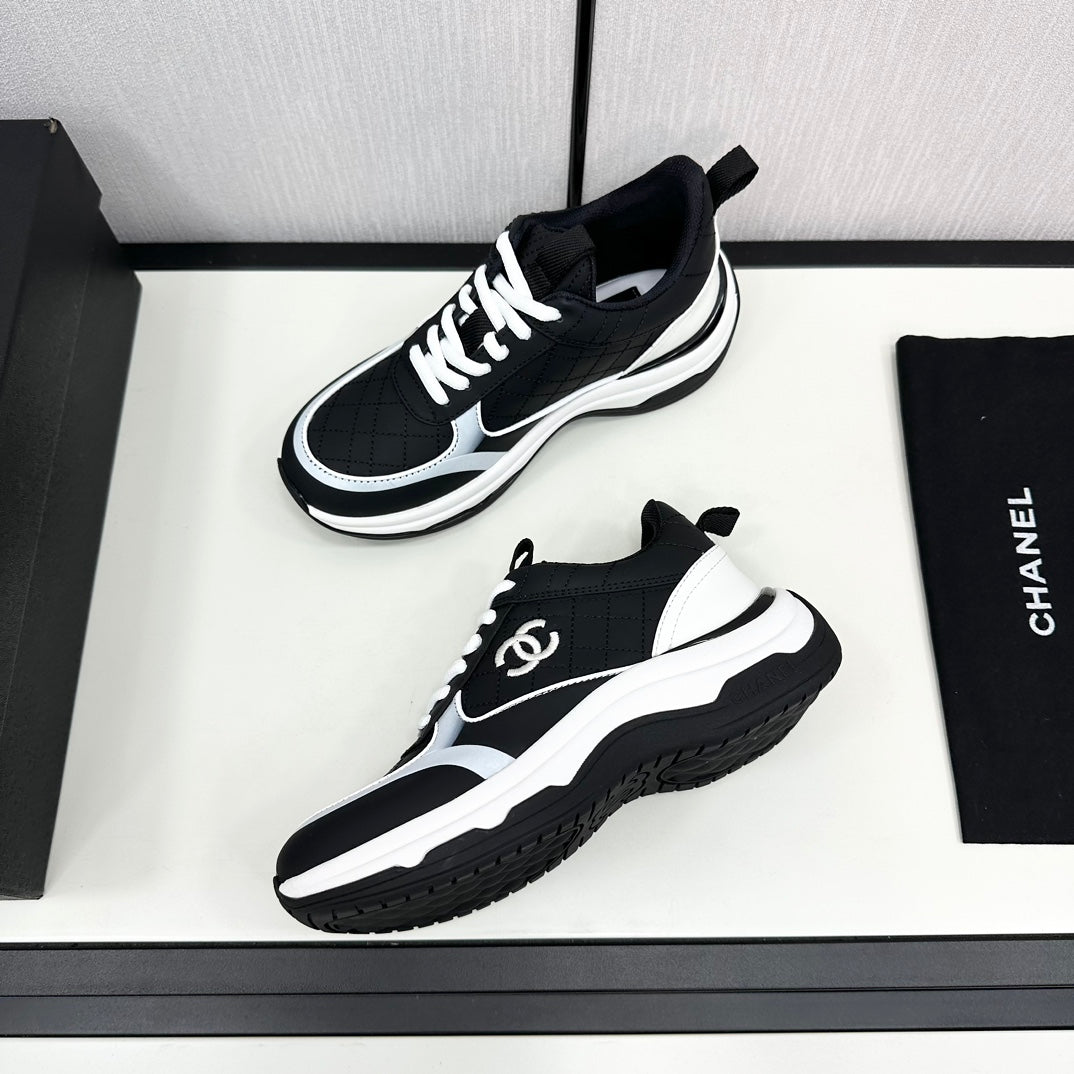 CC SNEAKER IN BLACK MIX WHITE EMBROIDERED LAMBSKIN